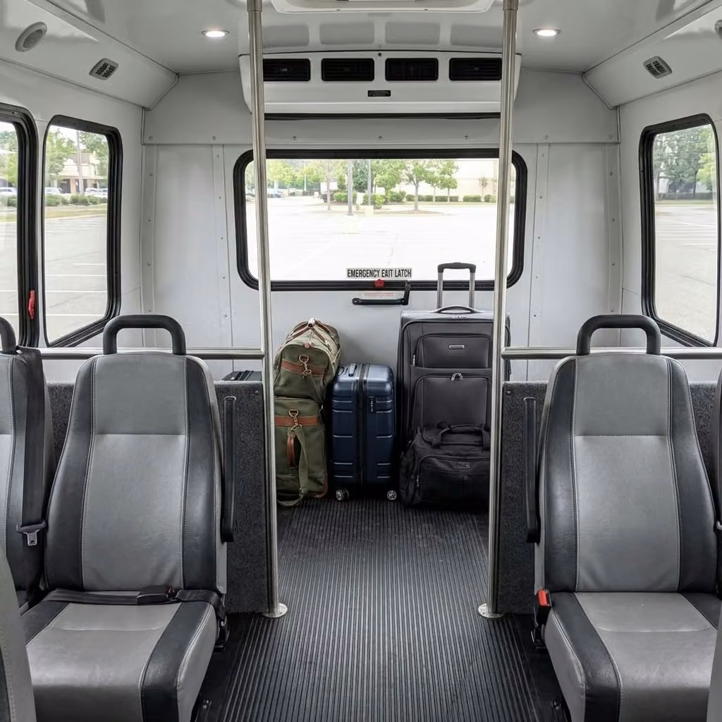 monrovia 28 passenger minibus luggage area
