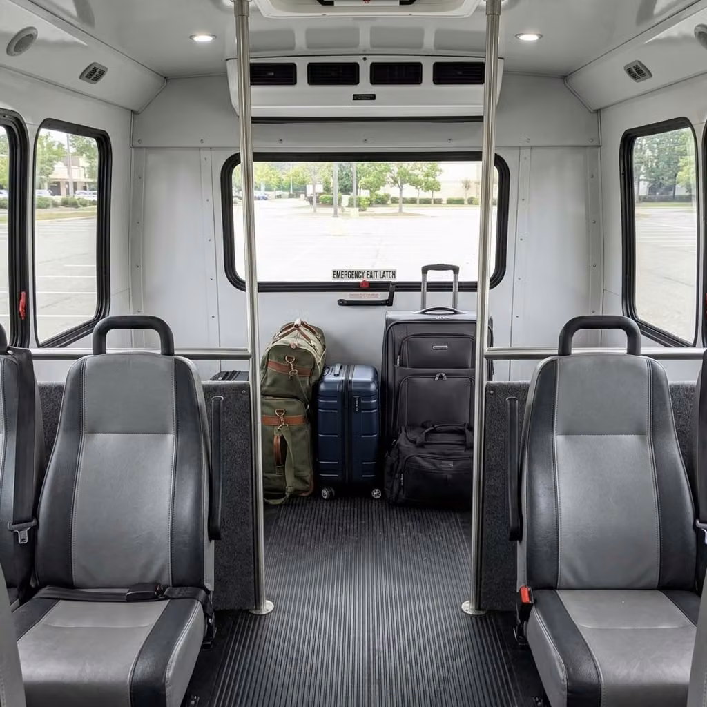 monrovia 35 passenger minibus luggage area