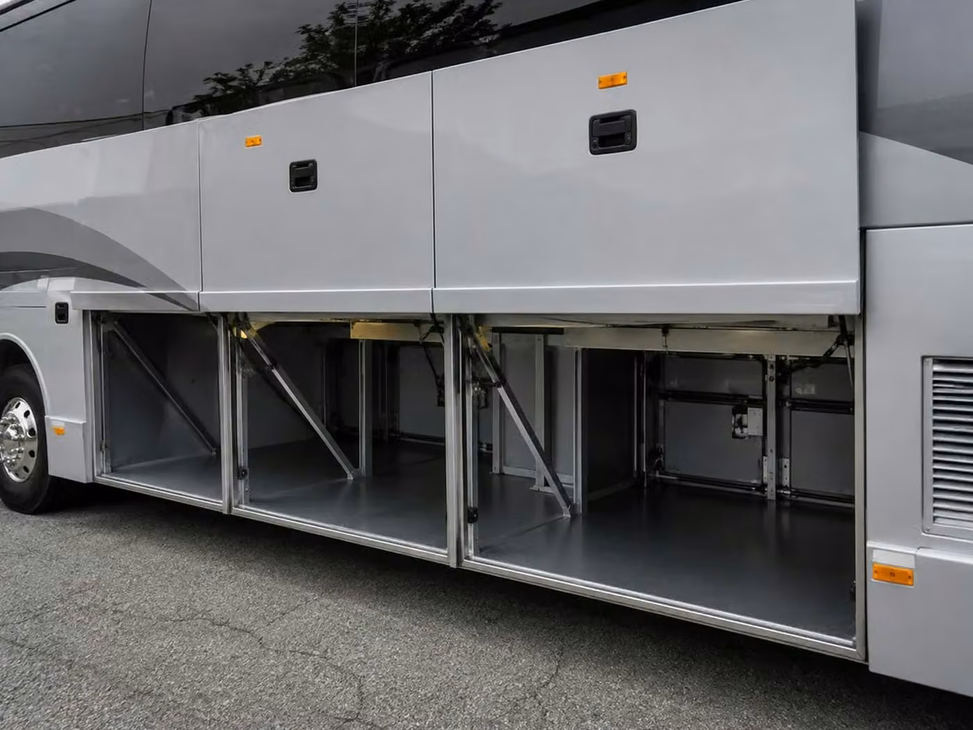 monrovia 56 passenger charter bus luggage bays