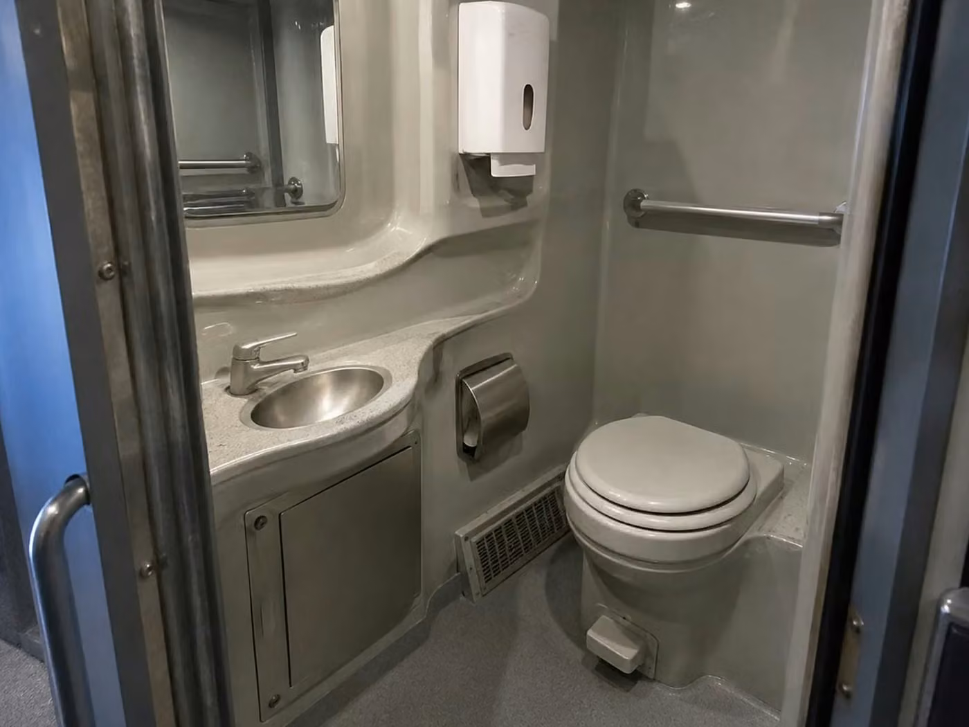 monrovia 56 passenger charter bus onboard restroom