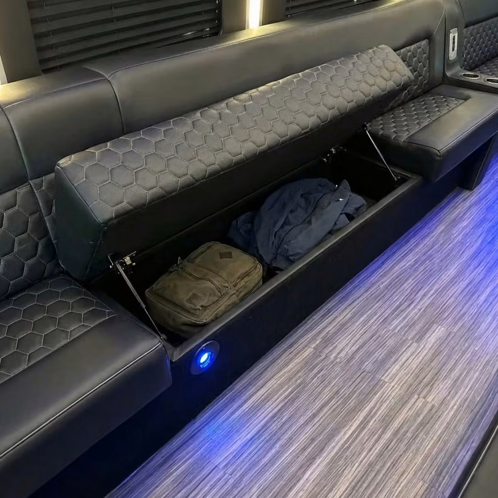 monrovia party bus under seat storage