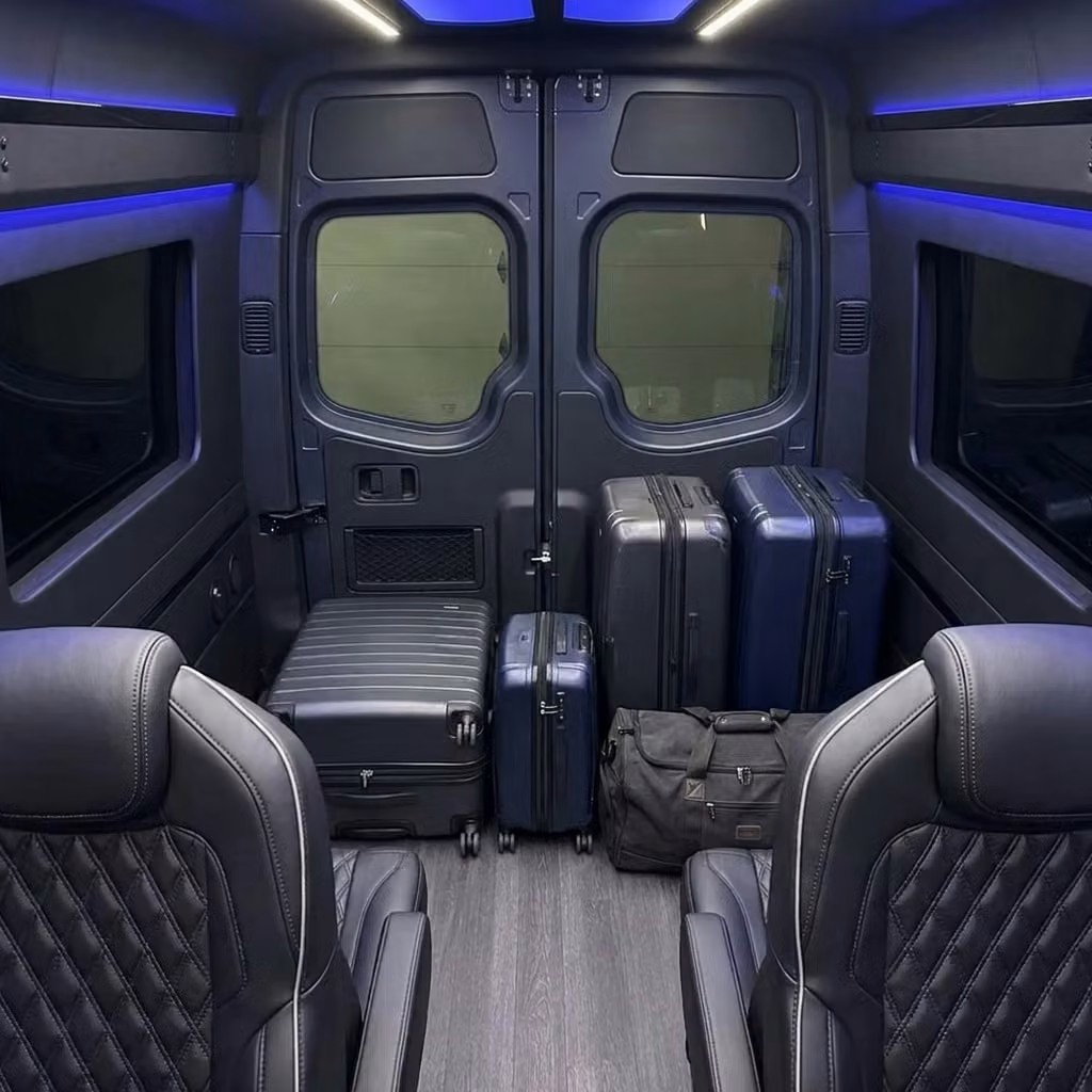 monrovia sprinter van rental with driver luggage area